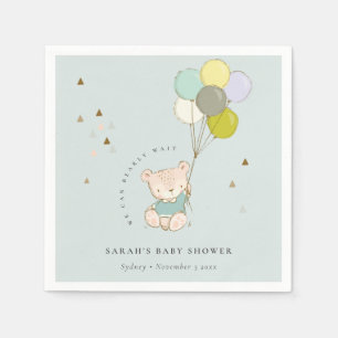 Niedliche Aqua Bearly Wait Bären Balloon Baby Dusc Serviette
