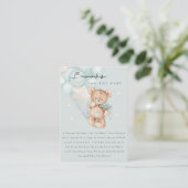 Niedliche Aqua Blue Bären Ballonbücher für Babydus Begleitkarte (Stehend Vorderseite)