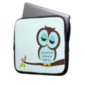 Niedliche Aqua-Eule Laptopschutzhülle (Vorderseite Links)