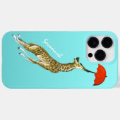 Niedliche Aqua Flying Giraffe Roter Regenschirm Case-Mate iPhone Hülle (Rückseite (Horizontal))