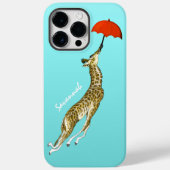 Niedliche Aqua Flying Giraffe Roter Regenschirm Case-Mate iPhone Hülle (Rückseite)