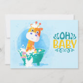 Niedliche Aquamarine Badewanne Giraffe Kinderdusch Einladung (Vorderseite)