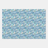 Niedliche Aquamarine blaugrüne Wintersaison Schnee Geschenkpapier Set (Vorderseite)