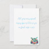 Niedliche Aquamarine Blumenschildkröte Danke Note  (Rückseite)