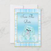 Niedliche Aquamarine Bunny Save the Date Babydusch (Vorderseite)