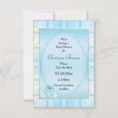 Niedliche Aquamarine Bunny Save the Date Babydusch (Rückseite)
