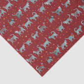 Niedliche Aquamarine Cat-Silhouetten in Weihnachts Seidenpapier (Detail)