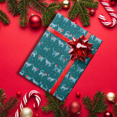 Niedliche Aquamarine Cat-Silhouetten zu Weihnachte Geschenkpapier