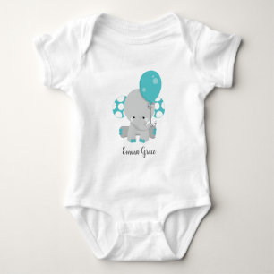 Niedliche Aquamarine Elephant Baby Monogram Tutu Strampler
