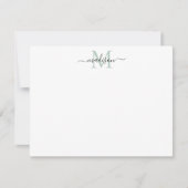 Niedliche Aquamarine Green Floral Blätter Monogram Mitteilungskarte (Vorderseite)