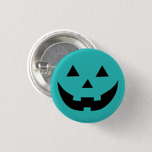 Niedliche aquamarine Kürbis Kürbislaterne Hallowee Button