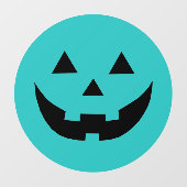 Niedliche aquamarine Kürbislaterne Kürbisgesicht H Fensteraufkleber (Blatt)