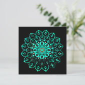 Niedliche Aquamarine Mandala Blank Note Card Dankeskarte (Stehend Vorderseite)