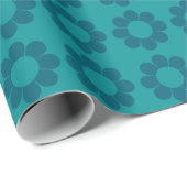 Niedliche Aquamarine Mod Vintage Blume Muster Geschenkpapier (Rolleneckpunkt)