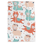 Niedliche Aquamarine Orange Blush Llama Boho Gesch Mittlere Geschenktüte (Rückseite)