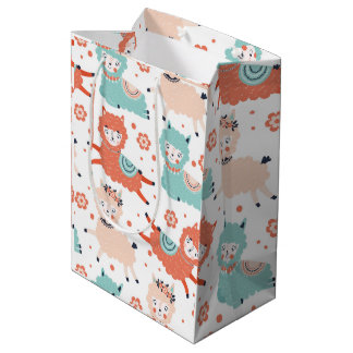 Niedliche Aquamarine Orange Blush Llama Boho Gesch Mittlere Geschenktüte