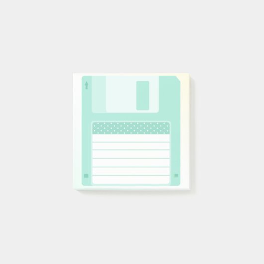 Niedliche aquamarine Pastelldiskette Post-it Klebezettel (Vorderseite)