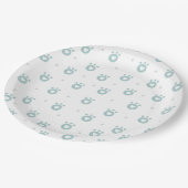 Niedliche Aquamarine Pet Paws mit Herz | Kids Pape Pappteller (Schrägansicht)