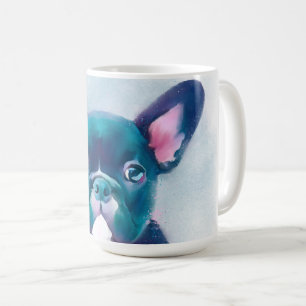 Niedliche Aquamarine Rosa-Bulldogin-Malerei Kaffeetasse