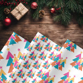 Niedliche, Aquamarine, rosa Weihnachtsbäume Geschenkpapier Set