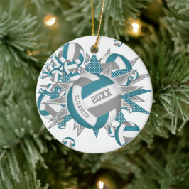 niedliche aquamarine Volleyball-Blowout-Girls Keramik Ornament