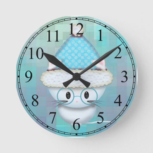 Niedliche Aquamarine Wall-Uhr Runde Wanduhr (Vorderseite)