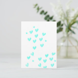 Niedliche Aquamarine Wasserfarbenherzen Postkarte