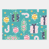 Niedliche Aquamarine Weihnachtsartikel Geschenkpapier Set (Vorderseite 3)