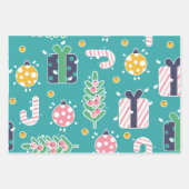 Niedliche Aquamarine Weihnachtsartikel Geschenkpapier Set (Vorderseite)
