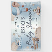 Niedliche Aquarell Aviation Blue Boy Babydusche Banner (Vertikal)