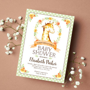 Niedliche Aquarell-Baby-Giraffe-Baby-Shower Einladung