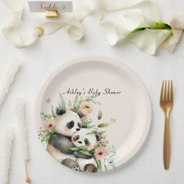 Niedliche Aquarell-Blume & Bears Kinderdusche Pappteller