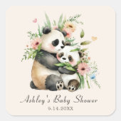 Niedliche Aquarell-Blume & Bears Kinderdusche Quadratischer Aufkleber (Vorderseite)