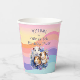 Niedliche Aquarell-Guinea Schweine Geburtstagspart Pappbecher