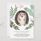 Niedliche Aquarell Igel Grüne Kinderdusche Einladung (Vorderseite)