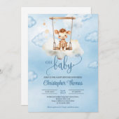 Niedliche Aquarellbaby-Giraffe beim Schaukeln in b Einladung (Vorne/Hinten)