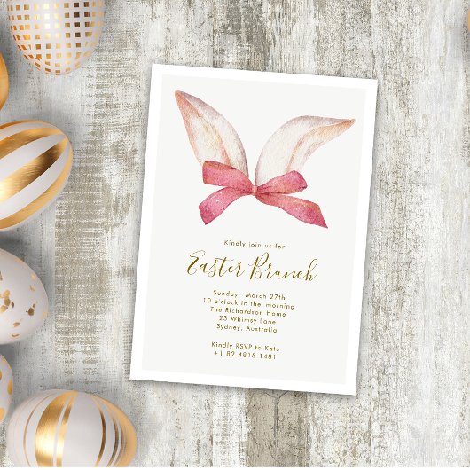 Niedliche Aquarellbahn Bunny Floral Ostern Brunch Einladung