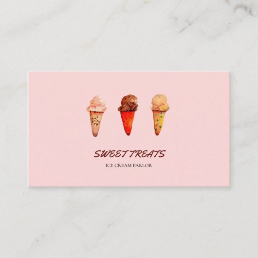 Niedliche Aquarellbahn Ice Creme Business Card Visitenkarte (Vorderseite)