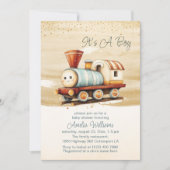 Niedliche Aquarellbahn mit Kinderdusche Einladung (Vorderseite)