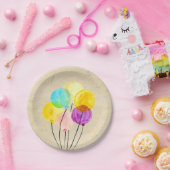 Niedliche Aquarellballons Pappteller (Party)