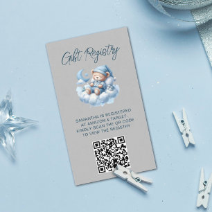 Niedliche Aquarellbär Babydusche QR-Code Begleitkarte
