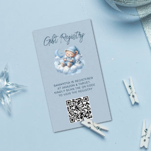 Niedliche Aquarellbär Babydusche QR-Code Begleitkarte