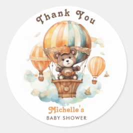 Niedliche Aquarellbären-Balloons Vielen Dank Runder Aufkleber