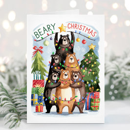 Niedliche Aquarellbären Beary Christmas Card Feiertagskarte