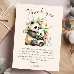 Niedliche Aquarellbären & Blume Kinderdusche Dankeskarte
