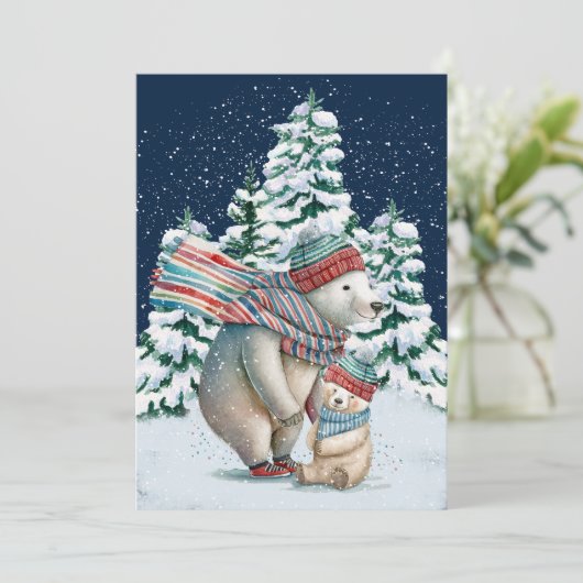 Niedliche Aquarellbären Feiertagskarte (Stehend Vorderseite)