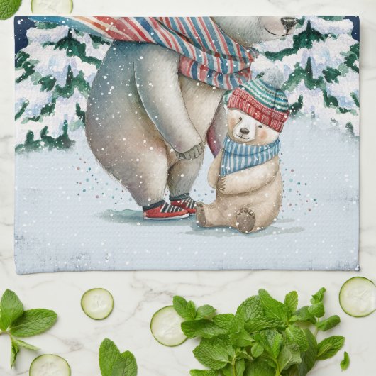 Niedliche Aquarellbären Geschirrtuch (Gefaltet)