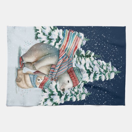 Niedliche Aquarellbären Geschirrtuch (Horizontal)