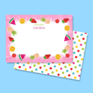 Niedliche Aquarellbäume Obst & Dots Rosa Geschirr Dankeskarte