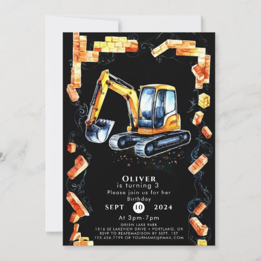 Niedliche Aquarellbauweise Geburtstag Einladung (Vorderseite)